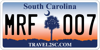 SC license plate MRF007