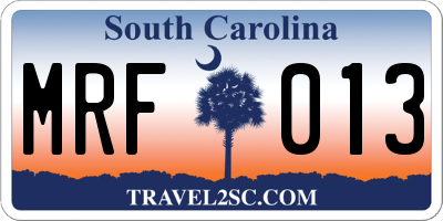 SC license plate MRF013