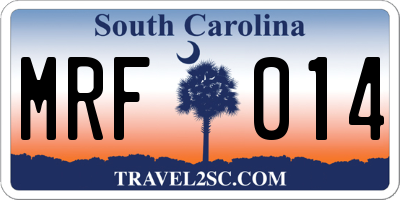 SC license plate MRF014