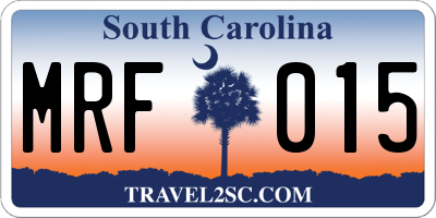 SC license plate MRF015