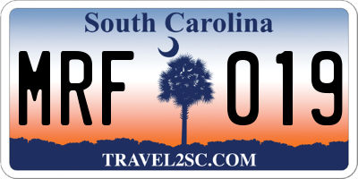 SC license plate MRF019