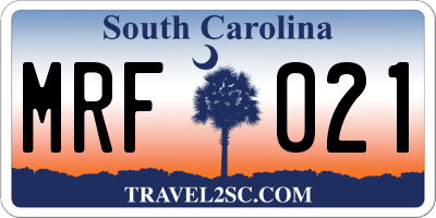 SC license plate MRF021