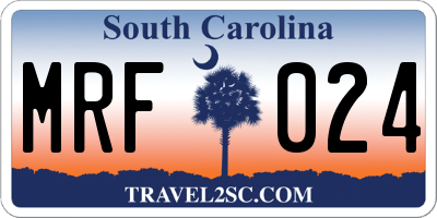SC license plate MRF024