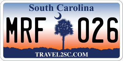 SC license plate MRF026