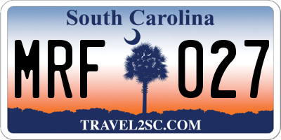 SC license plate MRF027