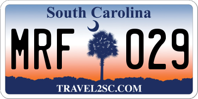 SC license plate MRF029