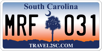 SC license plate MRF031