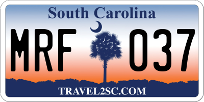 SC license plate MRF037
