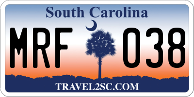 SC license plate MRF038
