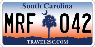 SC license plate MRF042