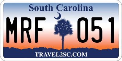 SC license plate MRF051