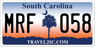 SC license plate MRF058