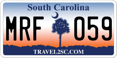 SC license plate MRF059