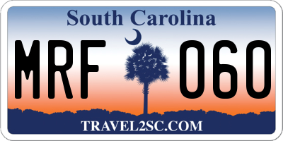 SC license plate MRF060