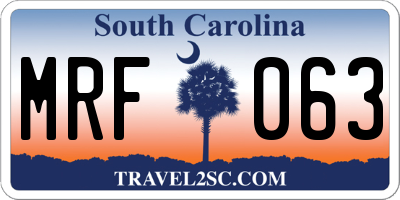 SC license plate MRF063