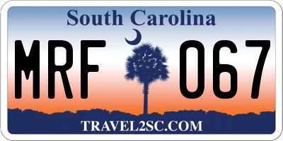SC license plate MRF067