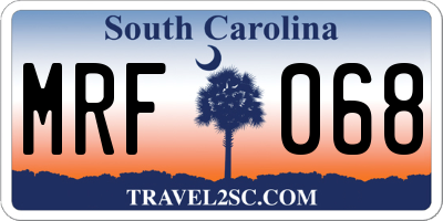 SC license plate MRF068