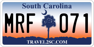 SC license plate MRF071