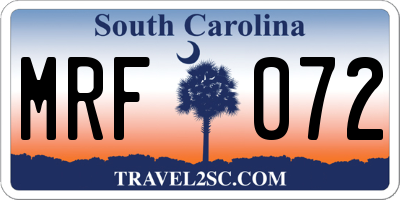 SC license plate MRF072