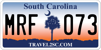 SC license plate MRF073