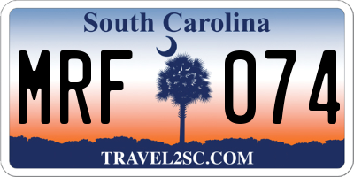 SC license plate MRF074