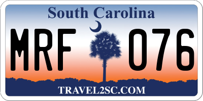 SC license plate MRF076