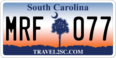 SC license plate MRF077
