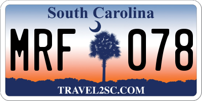 SC license plate MRF078
