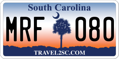 SC license plate MRF080