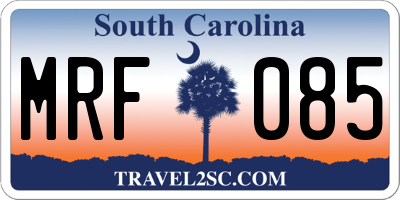 SC license plate MRF085