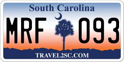 SC license plate MRF093