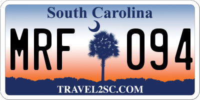 SC license plate MRF094