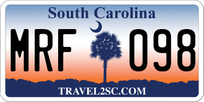 SC license plate MRF098
