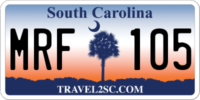 SC license plate MRF105