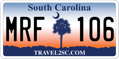 SC license plate MRF106