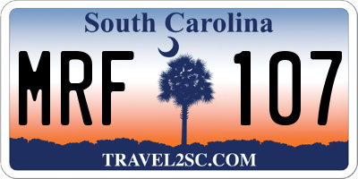SC license plate MRF107