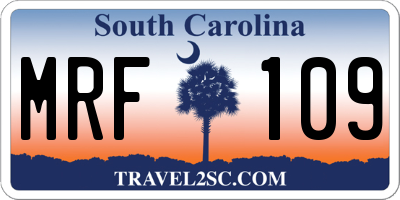 SC license plate MRF109