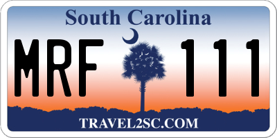 SC license plate MRF111