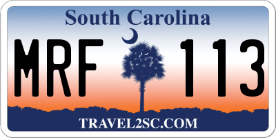 SC license plate MRF113
