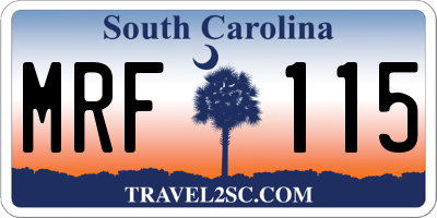 SC license plate MRF115