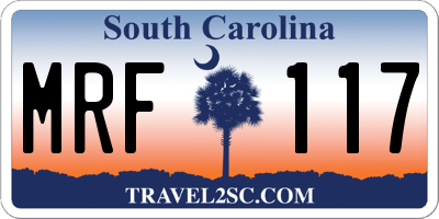 SC license plate MRF117