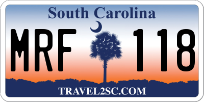 SC license plate MRF118