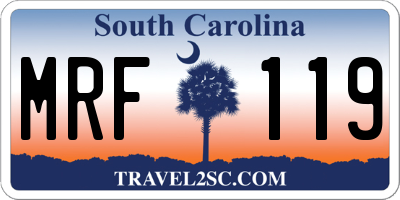 SC license plate MRF119