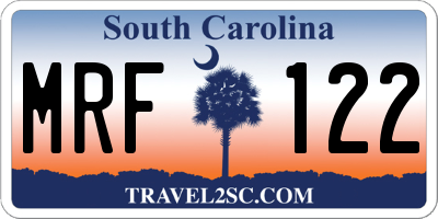 SC license plate MRF122