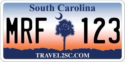 SC license plate MRF123