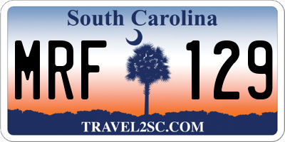 SC license plate MRF129