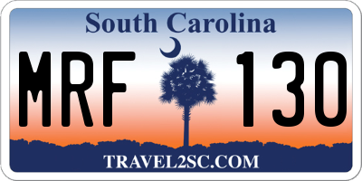 SC license plate MRF130