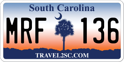 SC license plate MRF136