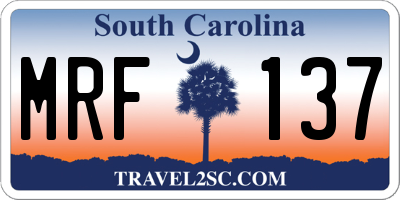 SC license plate MRF137