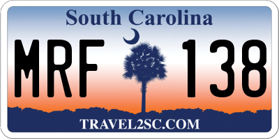 SC license plate MRF138